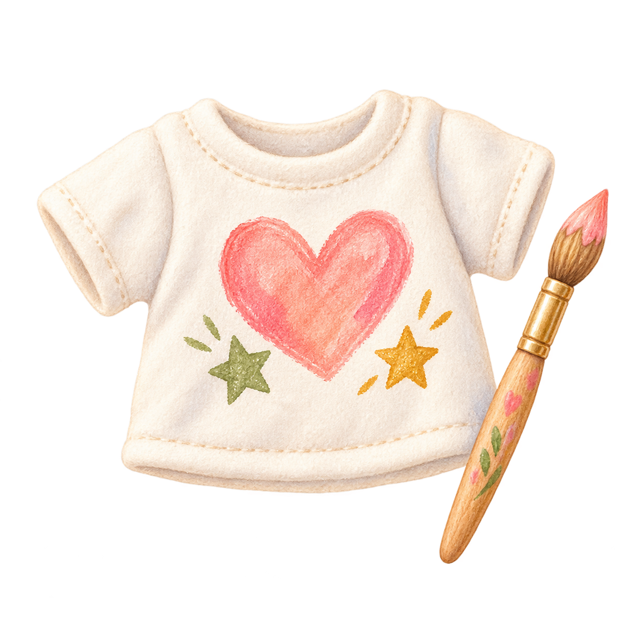 Illustration of a mini shirt being decorated