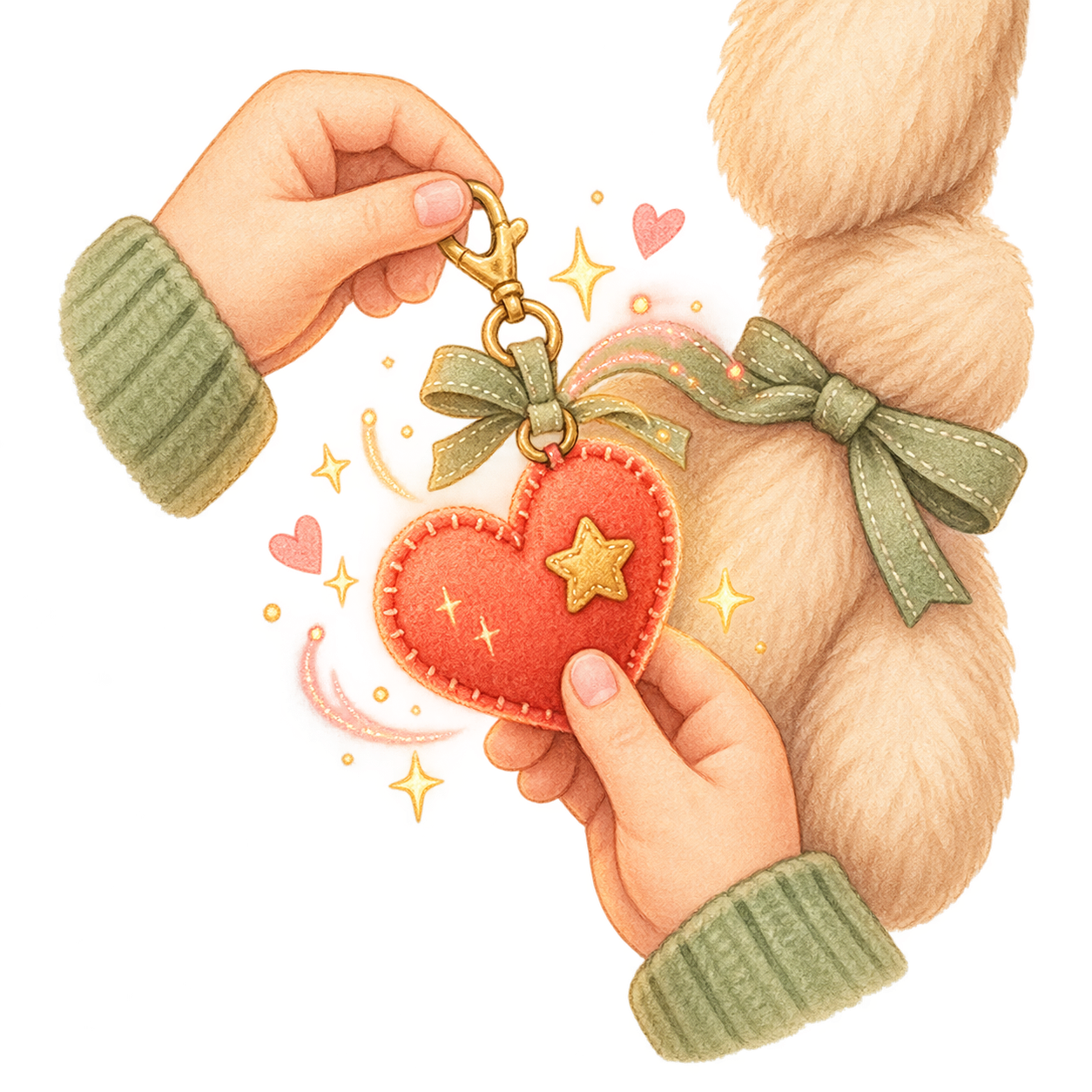 Illustration of a heart wish charm